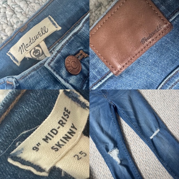 Madewell Mid Rise Distressed Skinny Jeans - Picture 6 of 7